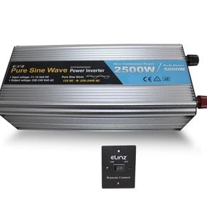 Elinz Pure Sine Wave Power Inverter 2500W/5000W 12V-240V AUS Plug Remote Control - With Remote Control | Pure Sine Wave | 12V