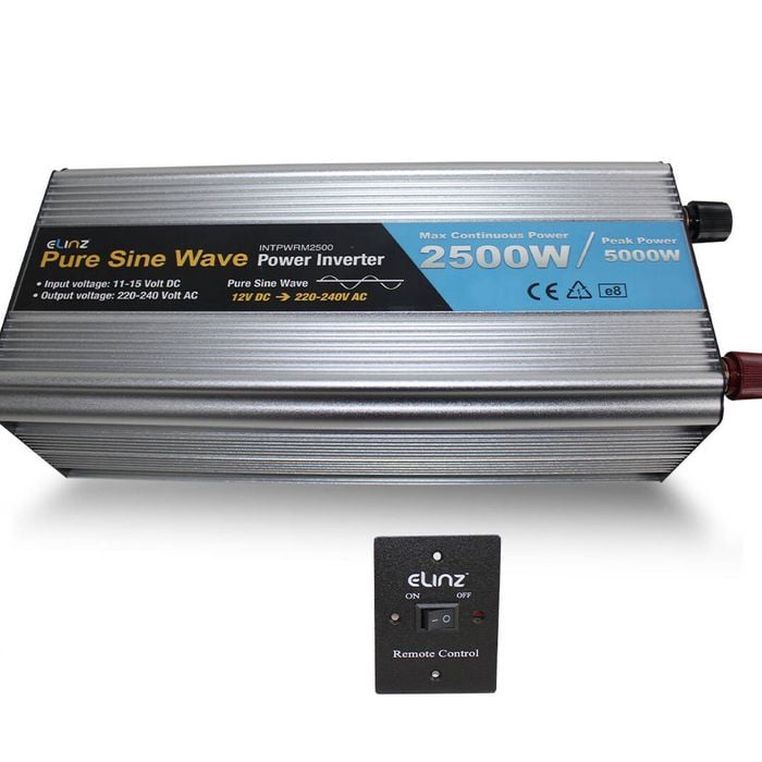 Elinz Pure Sine Wave Power Inverter 2500W/5000W 12V-240V AUS Plug Remote Control - With Remote Control | Pure Sine Wave | 12V