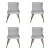 SK Designer Living | Pack of 4 | Osaka Upholstered Dining Chair | Walnut Wood Legs - Light Grey Fabric