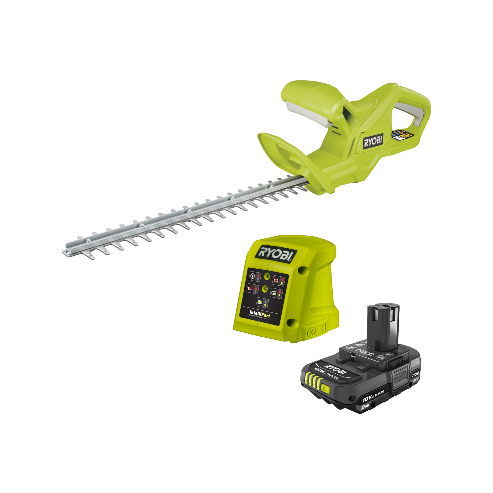 Ryobi One 18V 2.0Ah 40cm Cordless Pommel Handle Hedge Trimmer Kit RHT18X20P Bunnings Australia