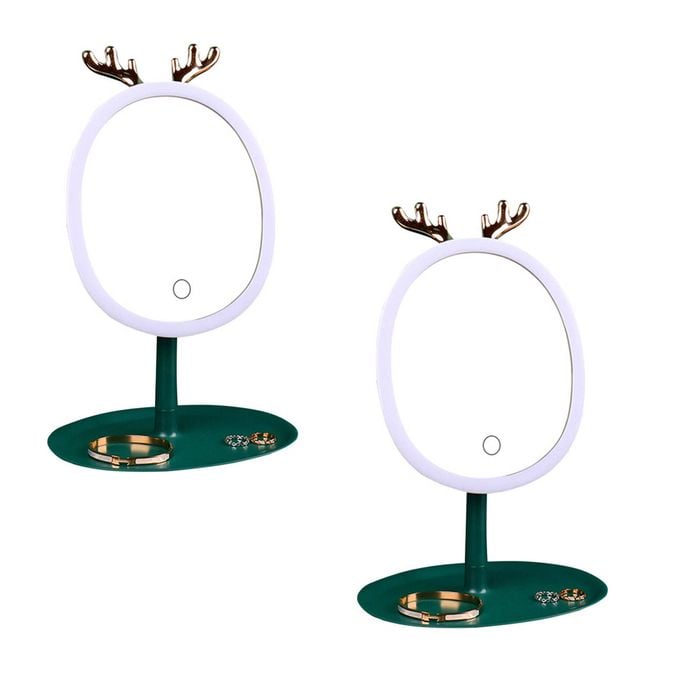 SOGA 2X Green Antler LED Light Makeup Mirror Tabletop Vanity