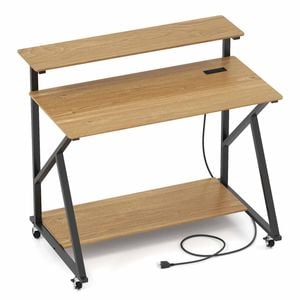 Costway Mobile Computer Desk Office Study Desk Writing Table Natural