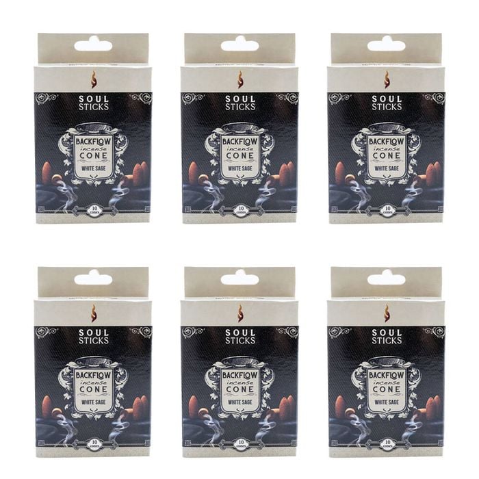 6x 10pc Wild Scents Soul Sticks Backflow Incense Cones Fragrance White Sage