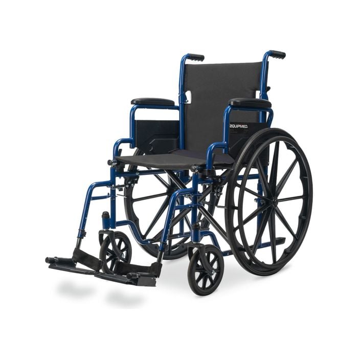 EQUIPMED 24 Inch Folding Wheelchair Lightweight Portable Mobility 136kg Capacity with Park Brakes