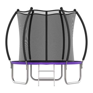Advwin 8FT Outdoor Trampoline for Kids w/Ladder, Sprinkler & LED Lights, Max Limit 200 kg