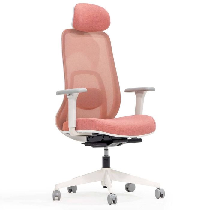 Desky Regal Mesh Office Chair - Coral Orange / Headrest