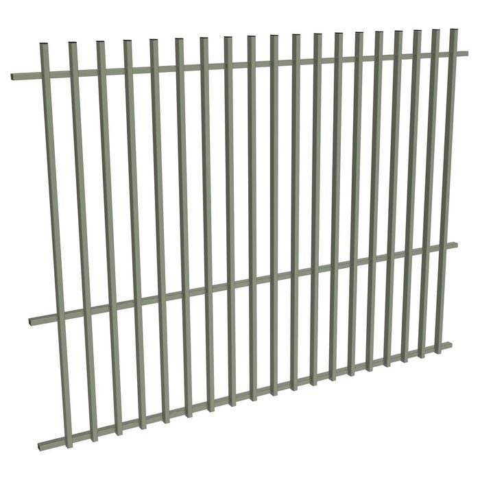 ProtectorAl 2400W x 1800H Pale Eucalypt Aluminium Batten Pool Fence Panel with Mid Rail