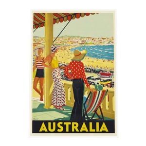 Galrie Vintage Bondi Beach Summer Travel Poster Australian Coastal Charm for Home Décor, Poster Only, 70 x 100cm (28 x 40inch)