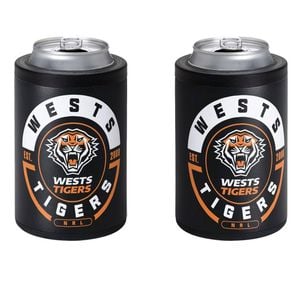 Wests Tigers NRL Insulated Stainless Steel Can Cooler With Twist Top Lid