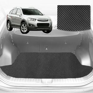 6D Diamond Car Boot Mat for Holden Captiva 7 CG, CG II2009-2015-(3rd Row folded/5 seater)-Cargo Mat-Black-Outback GT