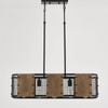 LumenSphere Marcos 5-Light Retro Wood Pendant - Black Finish, Natural Wood Accents, E27 Base