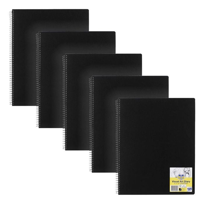 5pc Spirax Visual Art Diary Writing/drawing Stationery Spiral Notebook 120-pages