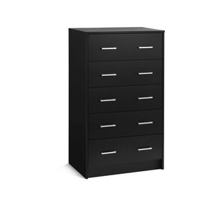 Design Square Marcus Wooden Wooden Chest Of 5-Drawers Tallboy Storage Cabinet Black