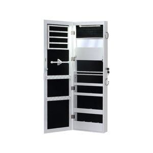 Levede Wall Mounted or Hang Over Mirror Jewellery Cabinet with LED Light White