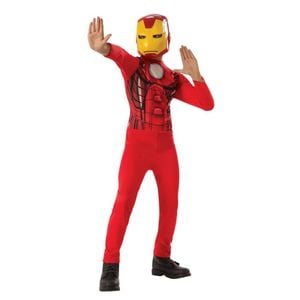 Marvel Avengers Iron Man Kids Halloween Costume with Jumpsuit and Mask – Red &amp; Gold Colour, 6-8 Years
