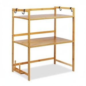 2-Tier Bamboo Microwave Stand for Kitchen Storage