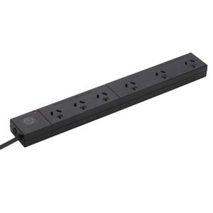 Arlec 6 Outlet Black Wide Spaced Surge Protected Powerboard