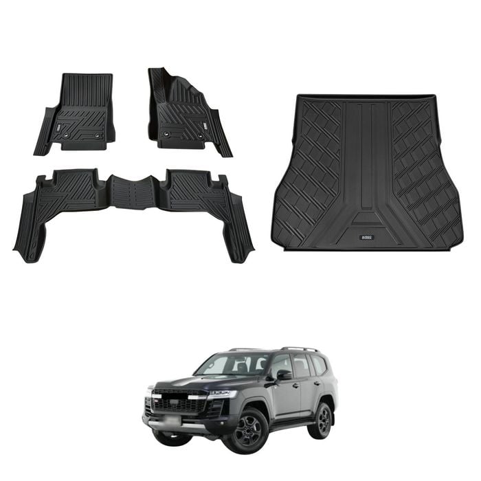 AUSGO Floor Mats & Boot Liner Set for Toyota Land Cruiser 300 Landcruiser 300 LC300 5-Seat 2025-Onwards Car Liners Cargo Mat