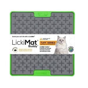 LickiMat Tuff Buddy Boredom Buster Cats Slow Feeder Mat Green
