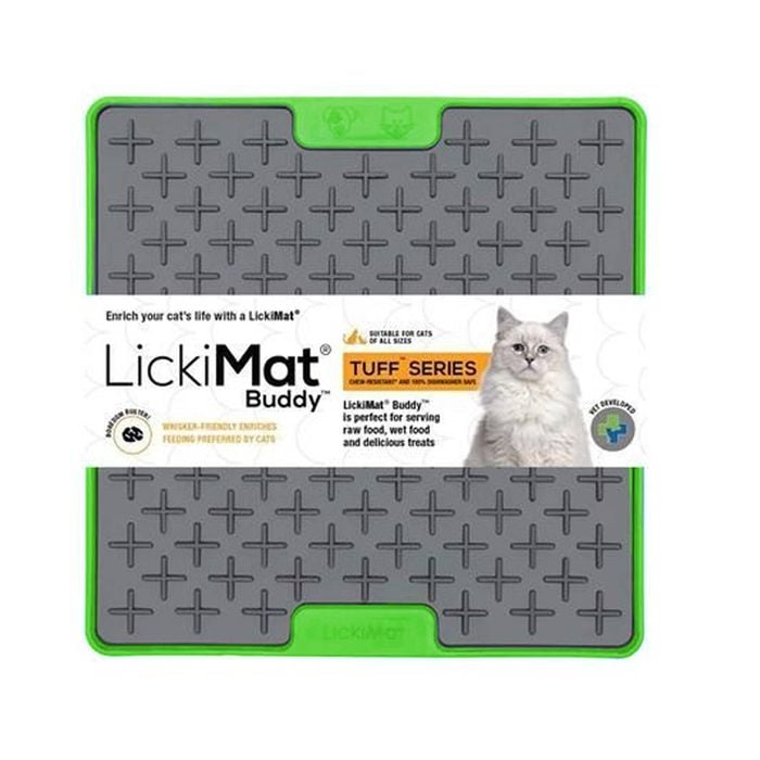 LickiMat Tuff Buddy Boredom Buster Cats Slow Feeder Mat Green