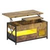 Ufurniture Lift Top Coffee Table 4 in 1 Multi-Function Convertible Dining & Office Table with LED Light Walnut