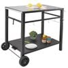 Vevor Outdoor Grill Dining Cart Black with Double-Shelf Multifunctional Iron Table Top