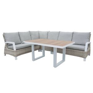 FurnitureOkay Sorrento 5-Piece Wicker Outdoor Modular Lounge Setting - White Shell