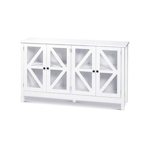 Hamptons Buffet Sideboard with 2 Glass Doors White