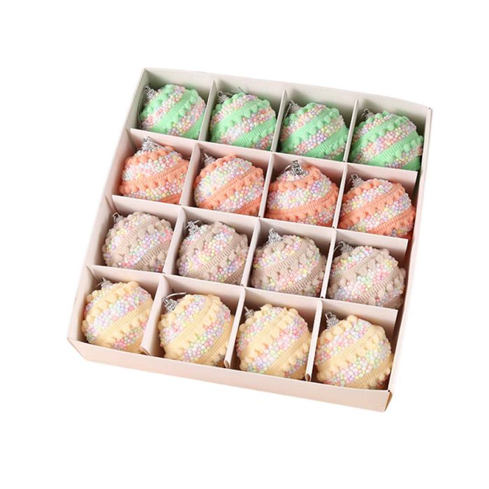 Catzon 16 Pcs Candy Christmas Ornaments 6CM Pastel Macaron Shatterproof Foam Ball for Holiday-Set2