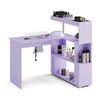 Advwin Manicure Table Vanity Desk with Dust Collector, Rotating Reversible L-Shaped Salon Workstation Purple
