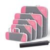 Catzon 6 Pcs Compression Packing Cubes Expandable Organiser-Pink