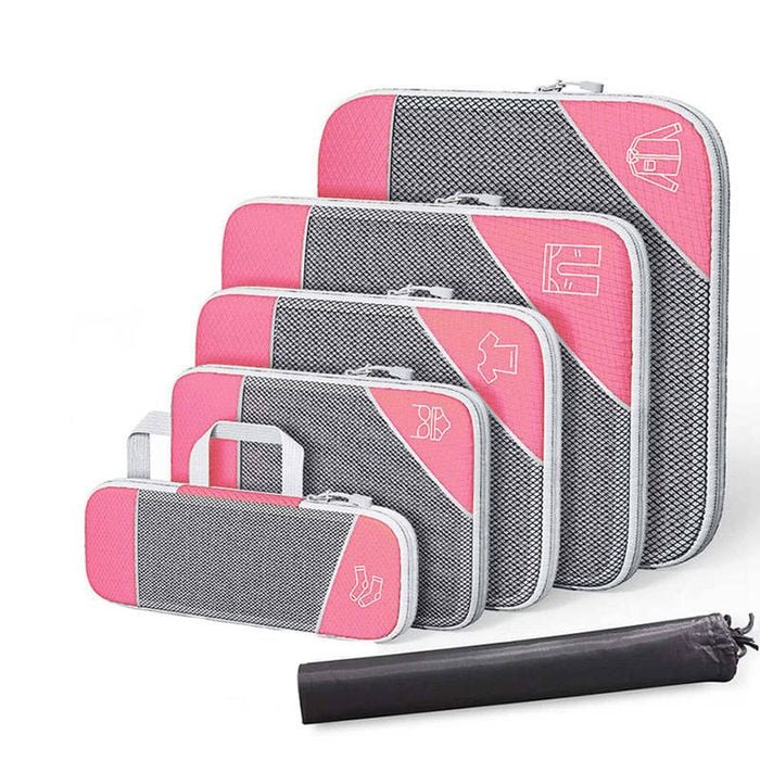 Catzon 6 Pcs Compression Packing Cubes Expandable Organiser-Pink