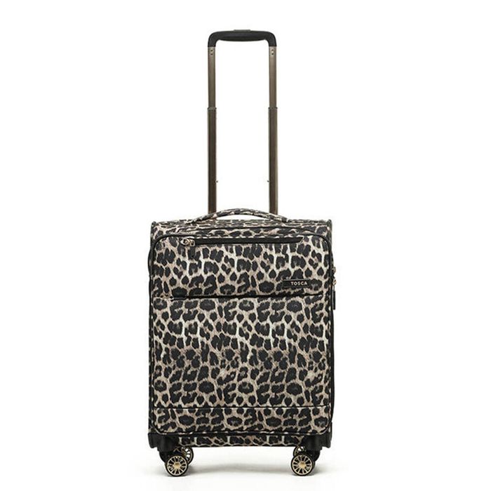 Tosca So-Lite 54cm/48L Suitcase Luggage Travel Carry On Trolley Case Leopard