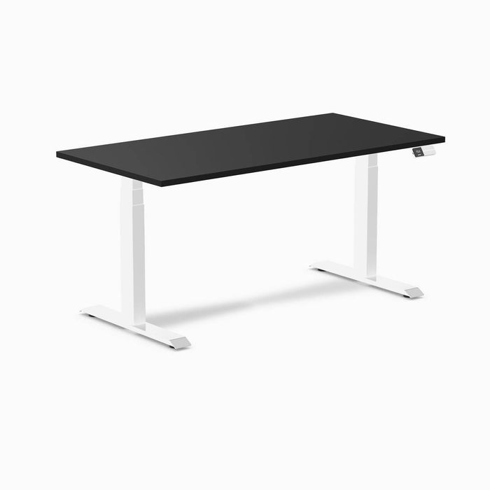 Desky Dual Melamine Sit Stand Desk White Frame 150cm