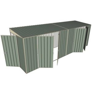Build-a-Shed 1.5 x 6 x 2m Hinged Door Tunnel Shed With 2 Double Hinged Side Doors - Green