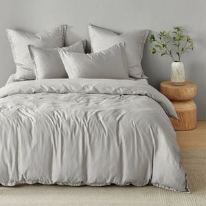 Natural Home Bamboo Tailored Quilt Cover Set Dove Grey Super King Bed