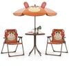 Costway 4PCS Kids Activity Table & 2 Folding Chairs Set w/Umbrella Brown