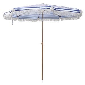 Marquee 2m Navy Beach Umbrella with Tassels