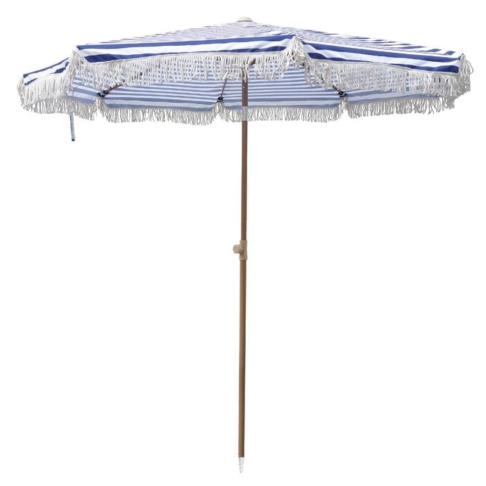 Marquee 2m Navy Beach Umbrella with Tassels