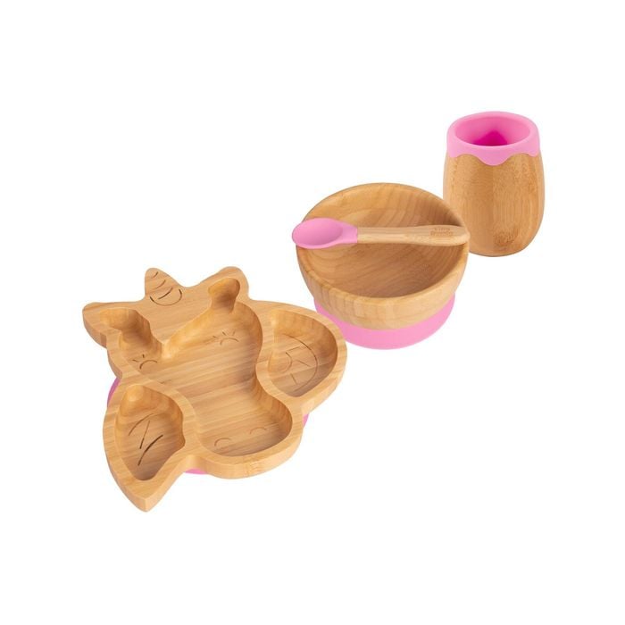Tiny Dining 4pc Unicorn Bamboo Suction Baby Feeding Set
