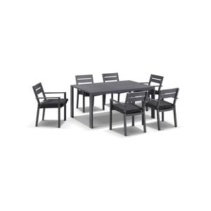 Outdoor Capri 6 Seater Aluminium Dining Setting  - Charcoal