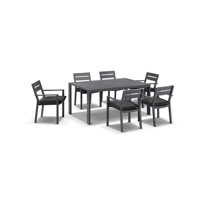 Outdoor Capri 6 Seater Aluminium Dining Setting  - Charcoal