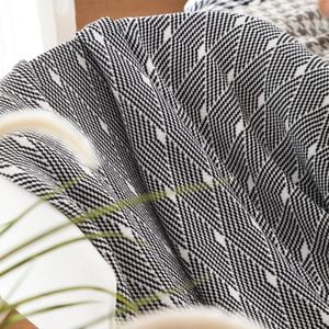 CottonMore Knitted Cotton Blanket 120x160cm Sofa Bed Home Decor Throw Rug - Black