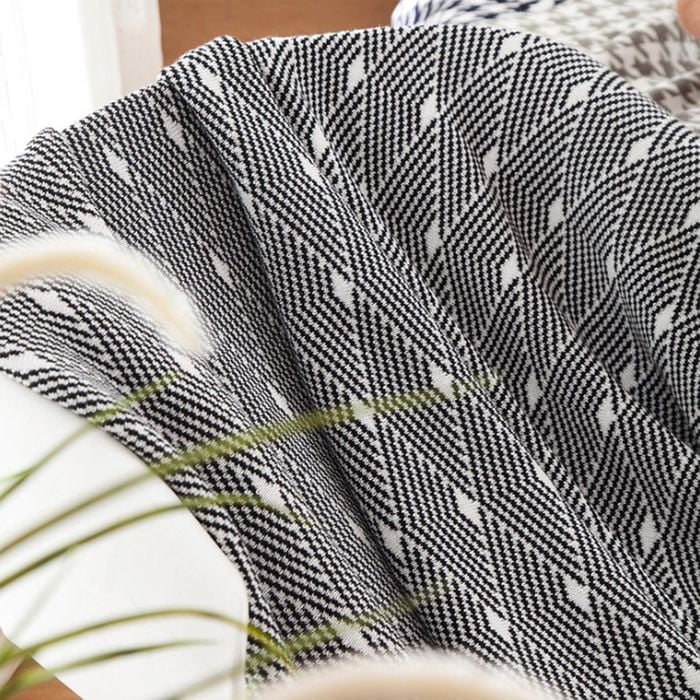 CottonMore Knitted Cotton Blanket 120x160cm Sofa Bed Home Decor Throw Rug - Black