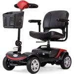 EQUIPMED FreeRoam+ Mid-Sized Foldable Electric Mobility Scooter, Red
