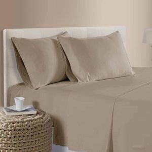 400tc 100% Cotton Sateen Premium Sheet Set 40cm Wall Mocha Double