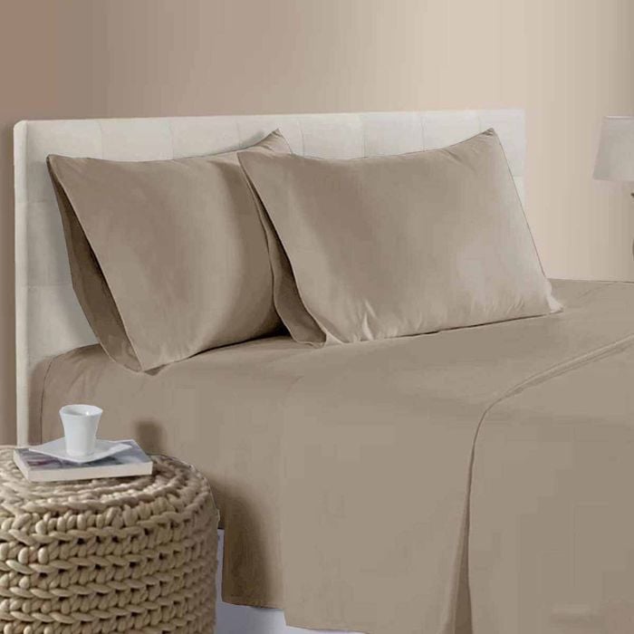 400tc 100% Cotton Sateen Premium Sheet Set 40cm Wall Mocha Double