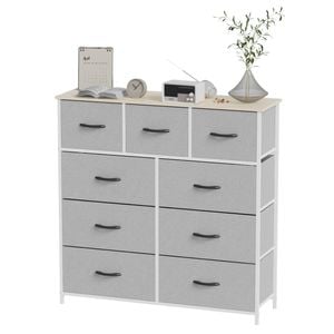 Advwin 9 Chest Of Drawers Storage Cabinet Fabirc Drawers Light Grey