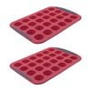 2PK Daily Bake Silicone 24-Cup Mini Muffin Pan Bakeware - Red