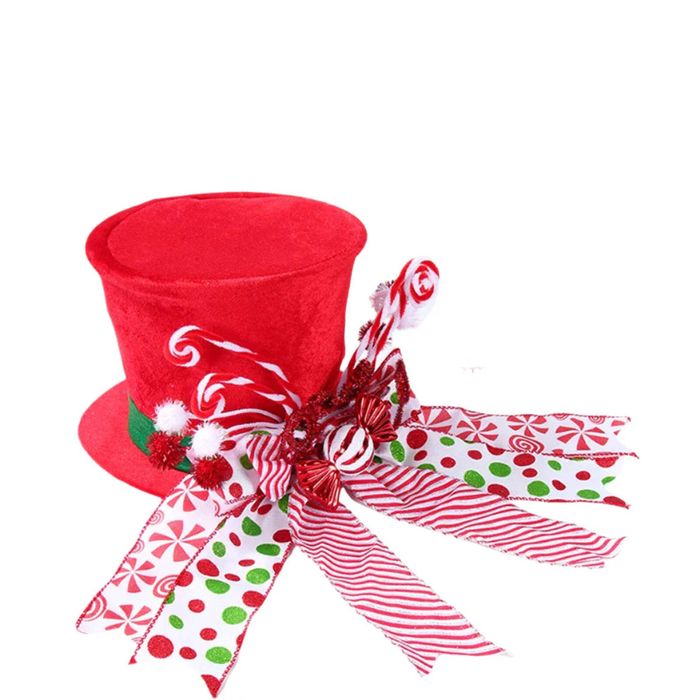 Lifebay Christmas Tree Topper Hat with Bow Ribbon